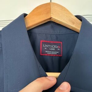 UNTUCKit Navy Blue Long Sleeve Button Down Shirt Size Large